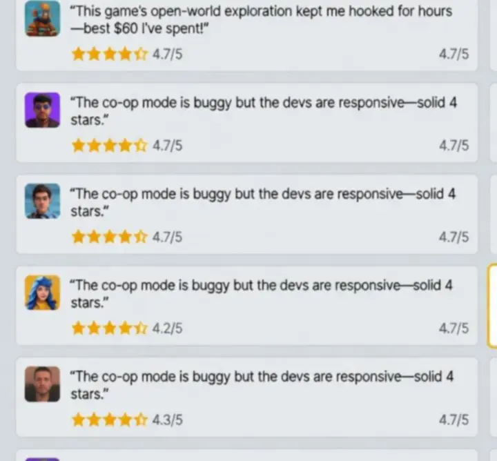 Játékos visszajelzések és értékelések megjelenítése az Ultimate Realm X játékkönyvtárban