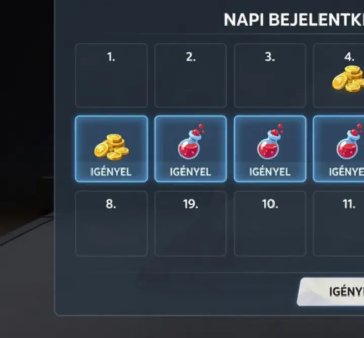 Napi bejelentkezési bónuszok jutalmazási naptárral az Ultimate Realm X felületén